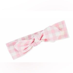 Mud pie pink and white gingham waterproof baby girl headband
